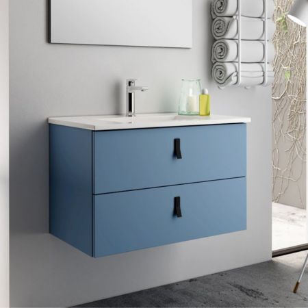 Mobile bagno Nordic con struttura in rovere e 2 cassetti bianchi