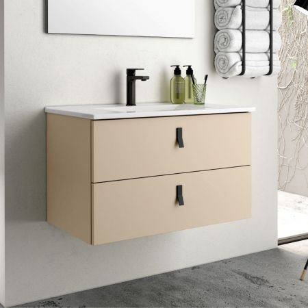 Mobile bagno sospeso Londres con 4 cassetti 140x45x59 cm colore bianco laccato