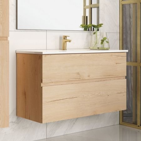 Mobile bagno sospeso Modular con due cassettoni 80x45x50 cm colore rovere miele