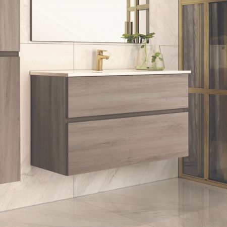 Colonna bagno sospesa Soho 1 anta effetto cannettato colore verde opaco 120x30x35 cm.
