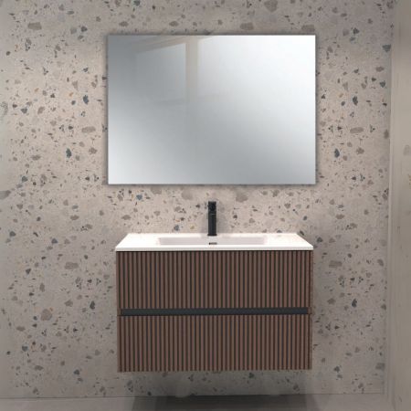 Mobile bagno con lavabo e specchio da 60 olmo