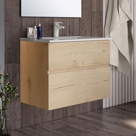 Mobile bagno sospeso Londres con 4 cassetti 140x45x59 cm colore rovere