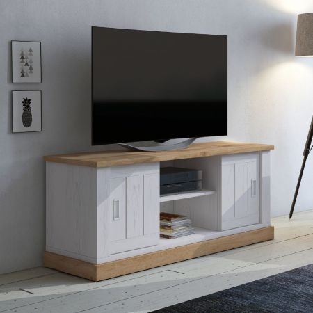 Porta TV aperto Farfalla 120 2 ripiani bianco vintage