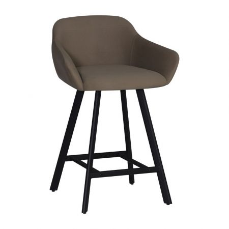 Sgabello Mey in tessuto Nordic 18 grigio scuro con gambe in metallo nere