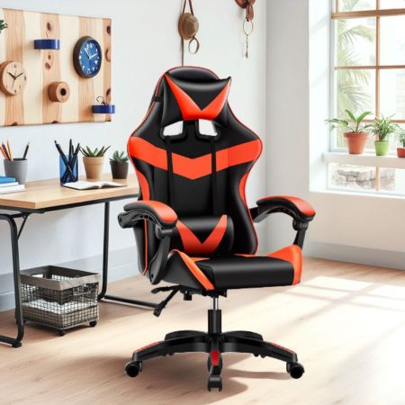 Sedia gaming Gandi con poggiapiedi estensibile in tessuto con rete nero