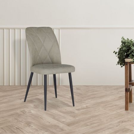 Sedia imbottita Bretta in vellutino colore taupe e gambe nere set 4 pezzi