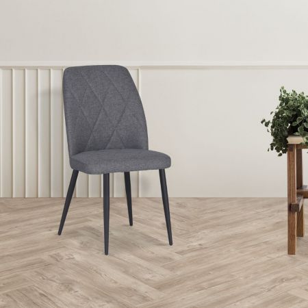 Sedia Vika in nabuk Uras 2 tortora con piedini neri set 4 pezzi