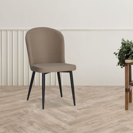 Sedia imbottita Cami in tessuto teddy grigio set 4 pezzi