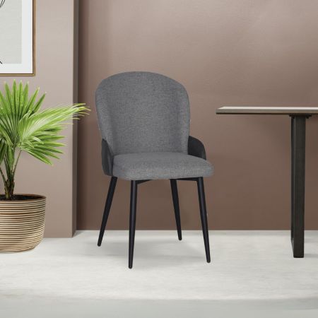 Sedia imbottita Cami in tessuto teddy grigio set 4 pezzi