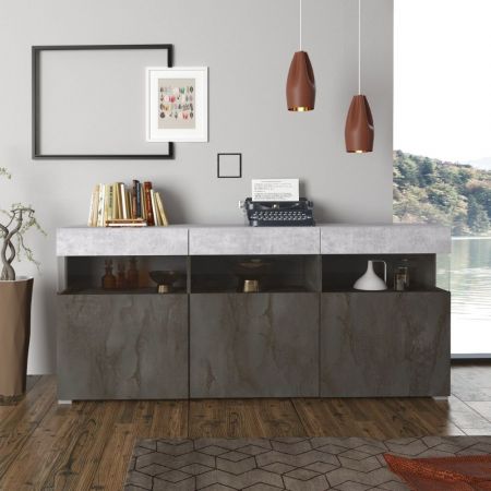 Credenza Doria 2 ante e 3 cassetti in metallo colore crema