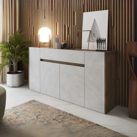 Credenza Doria 2 ante e 3 cassetti in metallo colore nero