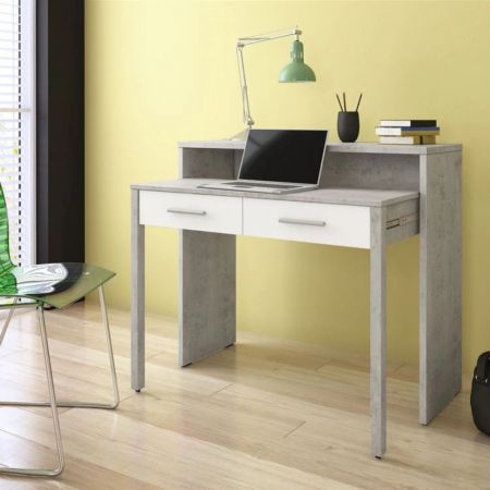 Scrivania Scrivia con piano a scomparsa con due cassetti colore bianco opaco
