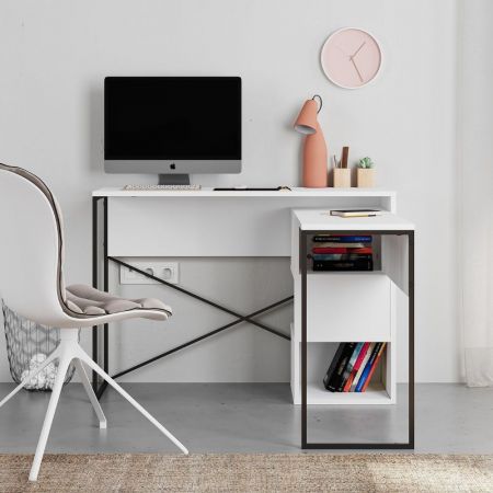Scrivania Rimi con 2 ripiani rovere sonoma