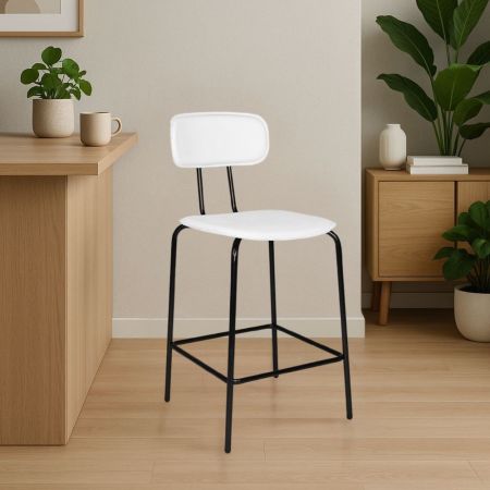 Sgabello Elice colore grigio chiaro gambe in metallo colore nero