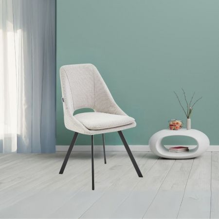 Sgabello imbottito Cami in tessuto teddy grigio