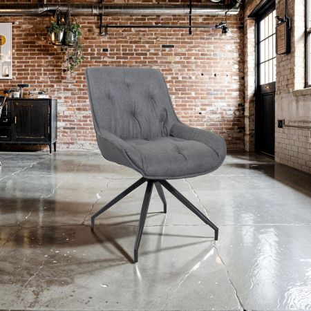 Sedia imbottita Comet con retro elephant e seduta grigia