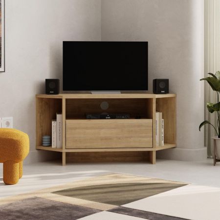 Porta tv Mandy con 3 ante colore bianco e piedini neri