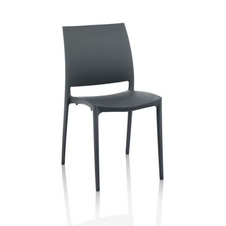 Sedia Naila con schienale con trama a righe verticali in tessuto grigio e gambe in metallo nero set 4 pezzi