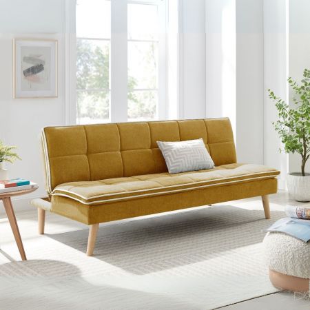Divano letto Lilo con penisola e 2 pouf reversibile in tessuto Vardo G1310 grigio chiaro