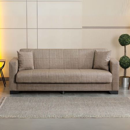Divano Alenda 2 posti fisso con piedini quadrati colore beige