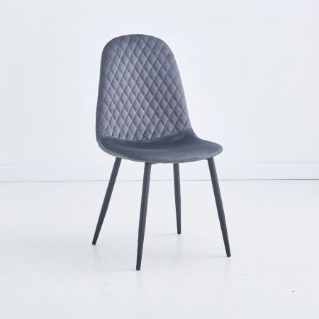 Sgabello Juno in tessuto colore grigio chiaro e struttura in metallo nero