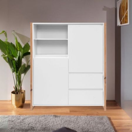 Madia Cento 51A con 4 ante e 1 cassetto colore antracite e laterali legno rovere artisan