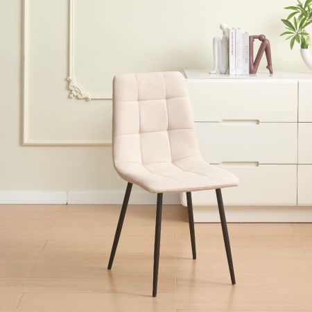 Sedia Juno in tessuto colore taupe e struttura in metallo nero set 4 pezzi