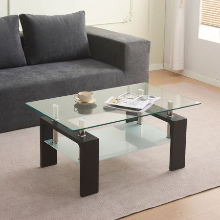 Tavolino da salotto Tussey con piano in cemento e struttura in metallo nero