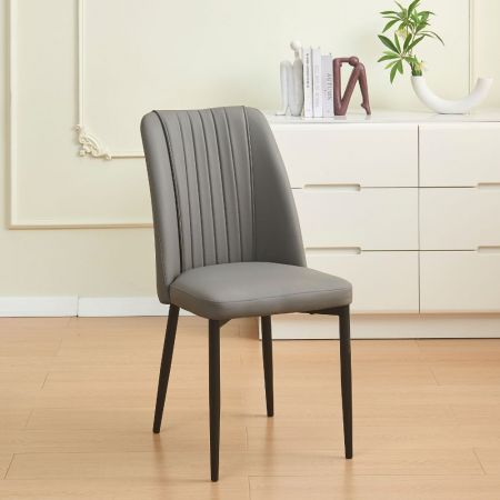 Sedia Juno in tessuto colore taupe e struttura in metallo nero set 4 pezzi