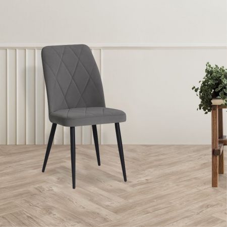 Sgabello Mey in tessuto Nordic 18 grigio scuro con gambe in metallo nere
