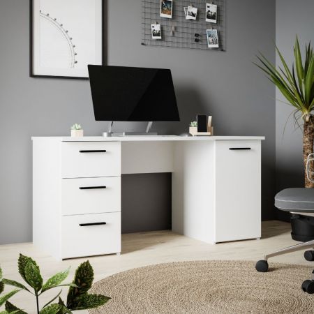 Scrivania Papillon con ripiani sulle gambe colore bianco