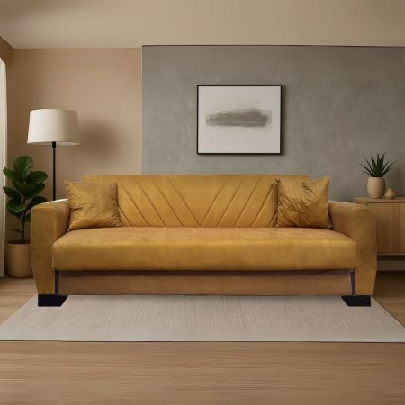 Divano letto Flash 3 posti con rete elettrosaldata colore camel Roma 06