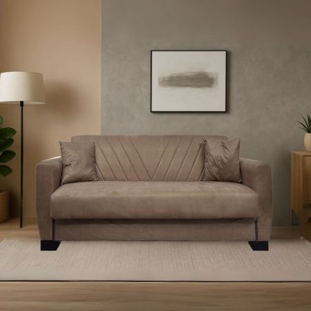 Divano letto Rianna 3 posti con contenitore in tessuto Oguzcan 07 brown
