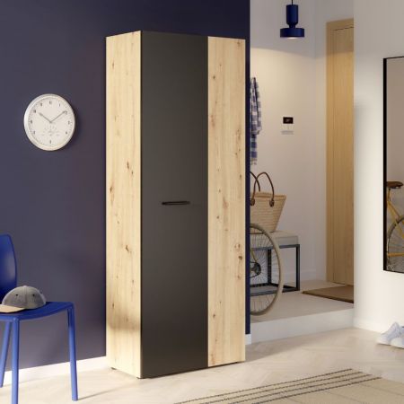 Panca scarpiera Fiona con struttura rovere e frontali antracite con cuscino
