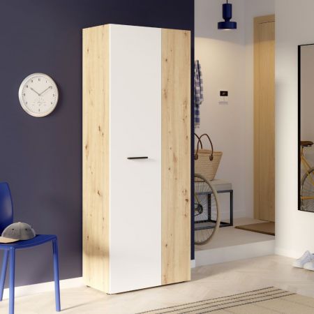 Armadio multiuso Teodoro 2 ante con portascope struttura rovere e 1 anta bianco