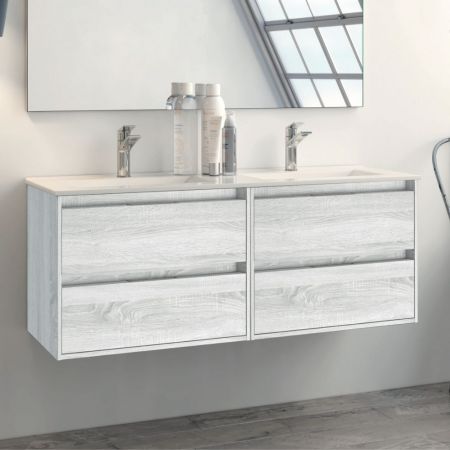 Mobile bagno sospeso Bolton con 4 cassetti 120x45x48 cm colore cemento