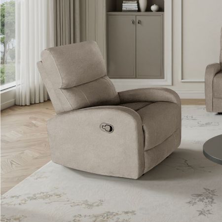 Poltrona Dallas recliner manuale in tessuto Ranger 10 silver