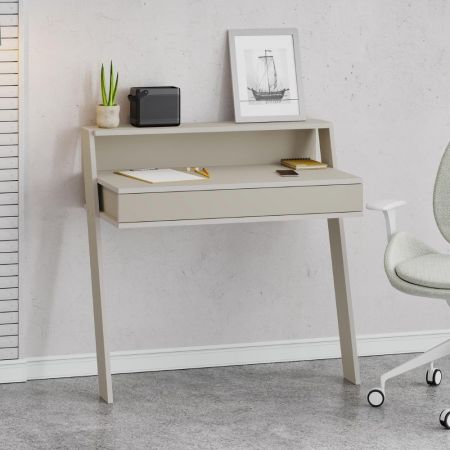 Scrivania Papillon con ripiani sulle gambe colore antracite e bianco