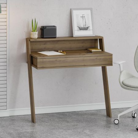 Scrivania Papillon con ripiani sulle gambe colore antracite e bianco