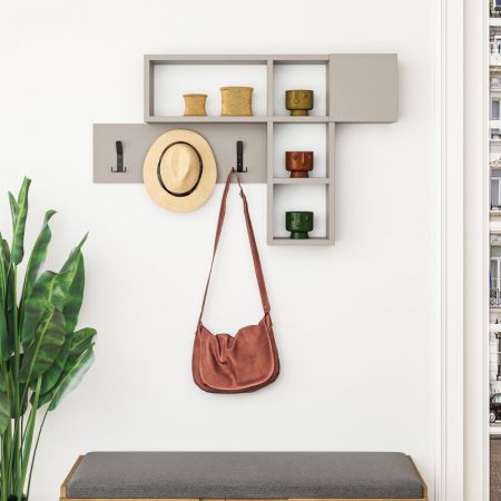 Mobile ingresso Rudolf XL con specchio e scarpiera colore bianco con maniglie nere