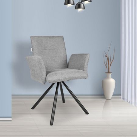 Sedia Vika in tessuto Anka 5 grigio con piedini neri set 4 pezzi