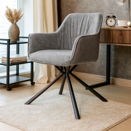 Sedia Krid tessuto giallo e piedi metallo nero set 2 pezzi