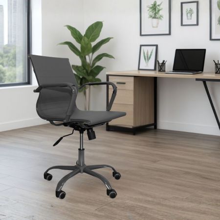 Poltrona ufficio presidenziale Millard ergonomica in ecopelle nero