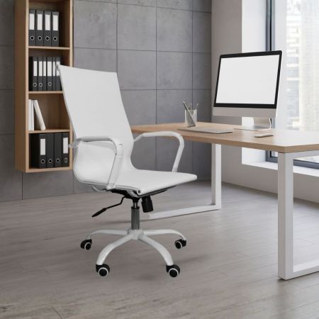 Poltrona ufficio Ica con schienale in rete e poggiatesta regolabile colore grigio