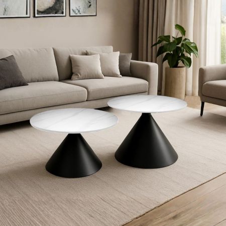 Tavolino rotondo Salice in vetro temperato 54x45x50 cm