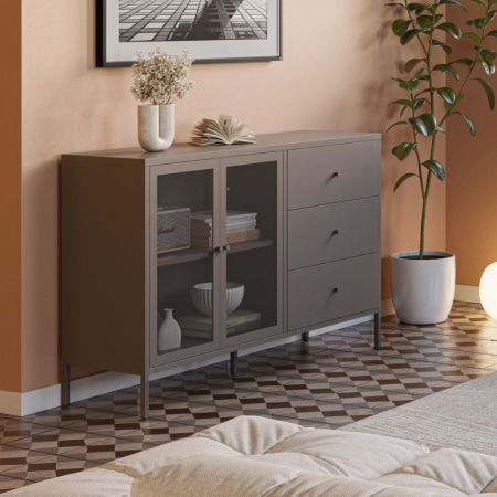 Madia Bergen51 con 4 ante e 3 cassetti colore bianco e rovere oak