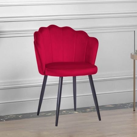 Poltroncina Etere in velluto rosso con gambe in metallo dorato set 2 pezzi