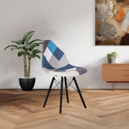 Sedia da pranzo Akustik Simphony velluto nero set 2 pezzi