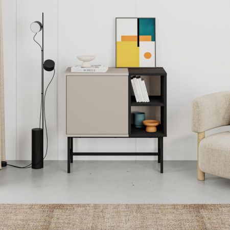 Panca scarpiera Fiona con struttura rovere e frontali antracite con cuscino