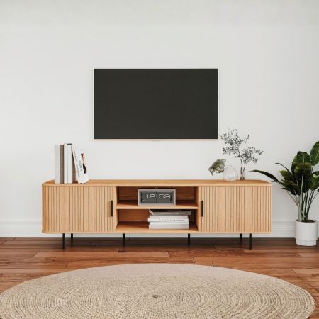 Mobile porta TV sospeso Francy rovere antracite ante a ribalta 135x31.7x25 cm.